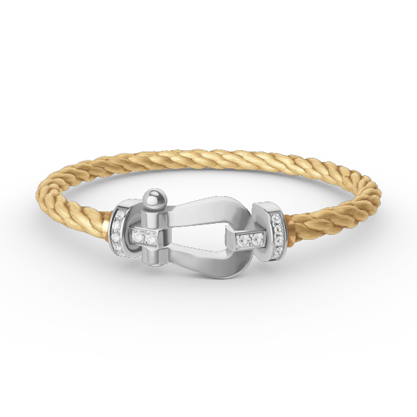 [Glow Jewelry]FORCE LARGE HORSESHOE HALF DIAMOND BRACELET SILVER