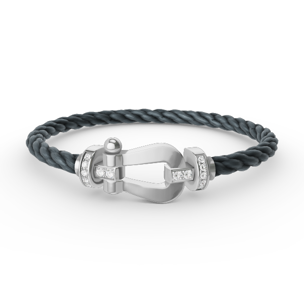 [Glow Jewelry]FORCE LARGE HORSESHOE HALF DIAMOND BRACELET SILVER