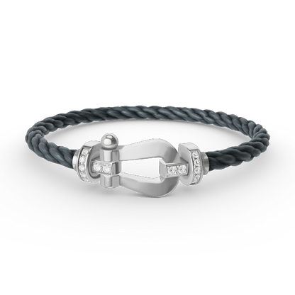 [Glow Jewelry]FORCE LARGE HORSESHOE HALF DIAMOND BRACELET SILVER