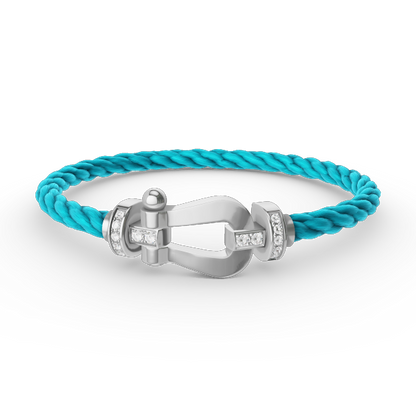 [Glow Jewelry]FORCE LARGE HORSESHOE HALF DIAMOND BRACELET SILVER