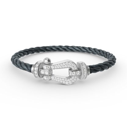 [Glow Jewelry]FORCE LARGE HORSESHOE FULL DIAMOND BRACELET SILVER