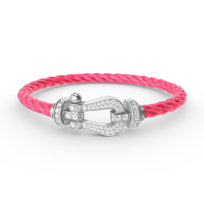 [Glow Jewelry]FORCE LARGE HORSESHOE FULL DIAMOND BRACELET SILVER