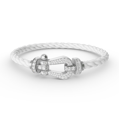 [Glow Jewelry]FORCE LARGE HORSESHOE FULL DIAMOND BRACELET SILVER