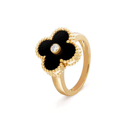 ¡®Glow Jewelry¡¯CLOVER ONYX RING GOLD DIAMOND