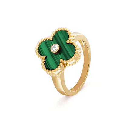 [Glow Jewelry]CLOVER MALACHITE RING GOLD DIAMOND