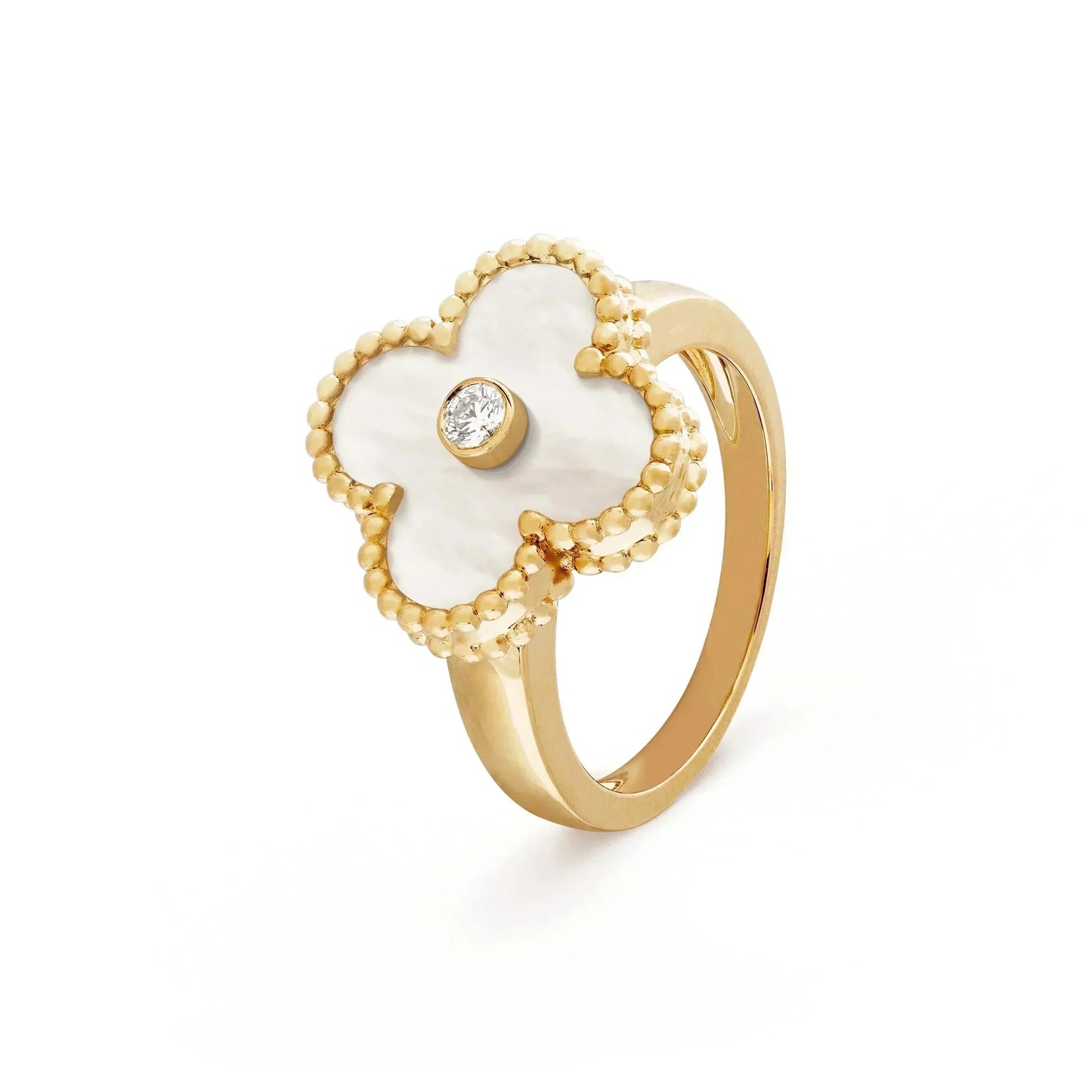 [Glow Jewelry]CLOVER PINK MOP RING GOLD DIAMOND