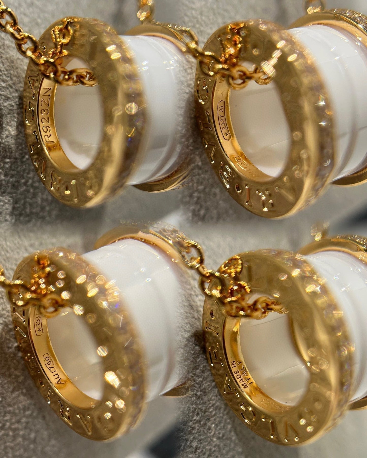 [Glow Jewelry]ZERO 1 WHITE CERAMIC DIAMOND PINK GOLD NECKLACE